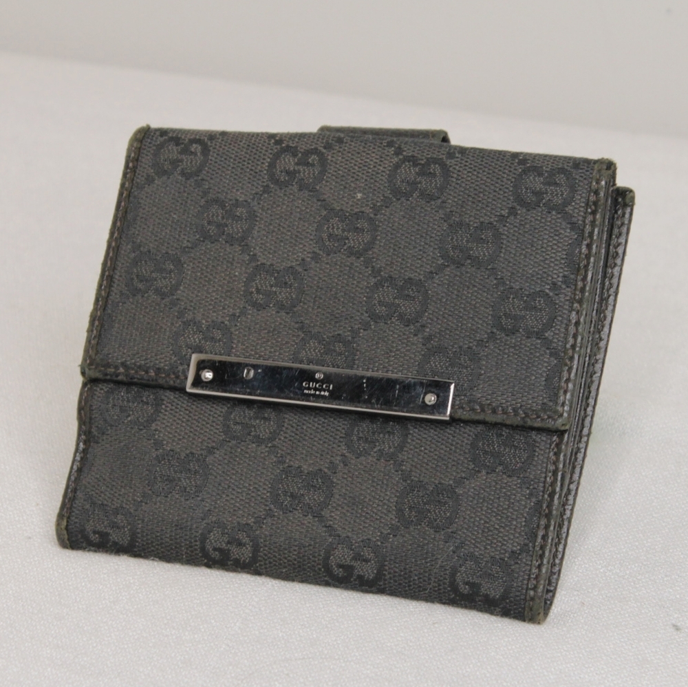 Gucci Black Canvas Monogram Wallet